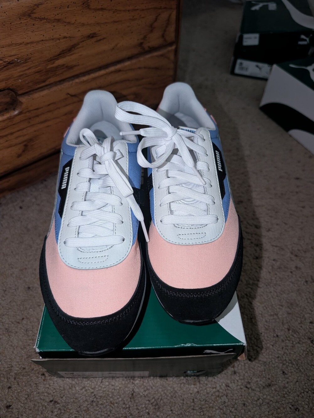 Puma Women’s Future Rider Twofold in Peach, Blue & Black - Picture 6 of 7
